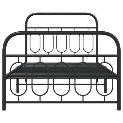 Metal Bed Frame without Mattress with Footboard Black 107x203cm
