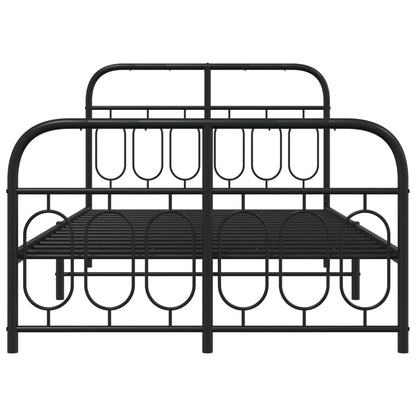 Metal Bed Frame without Mattress with Footboard Black 120x190cm