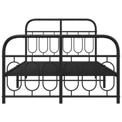 Metal Bed Frame without Mattress with Footboard Black 120x200cm