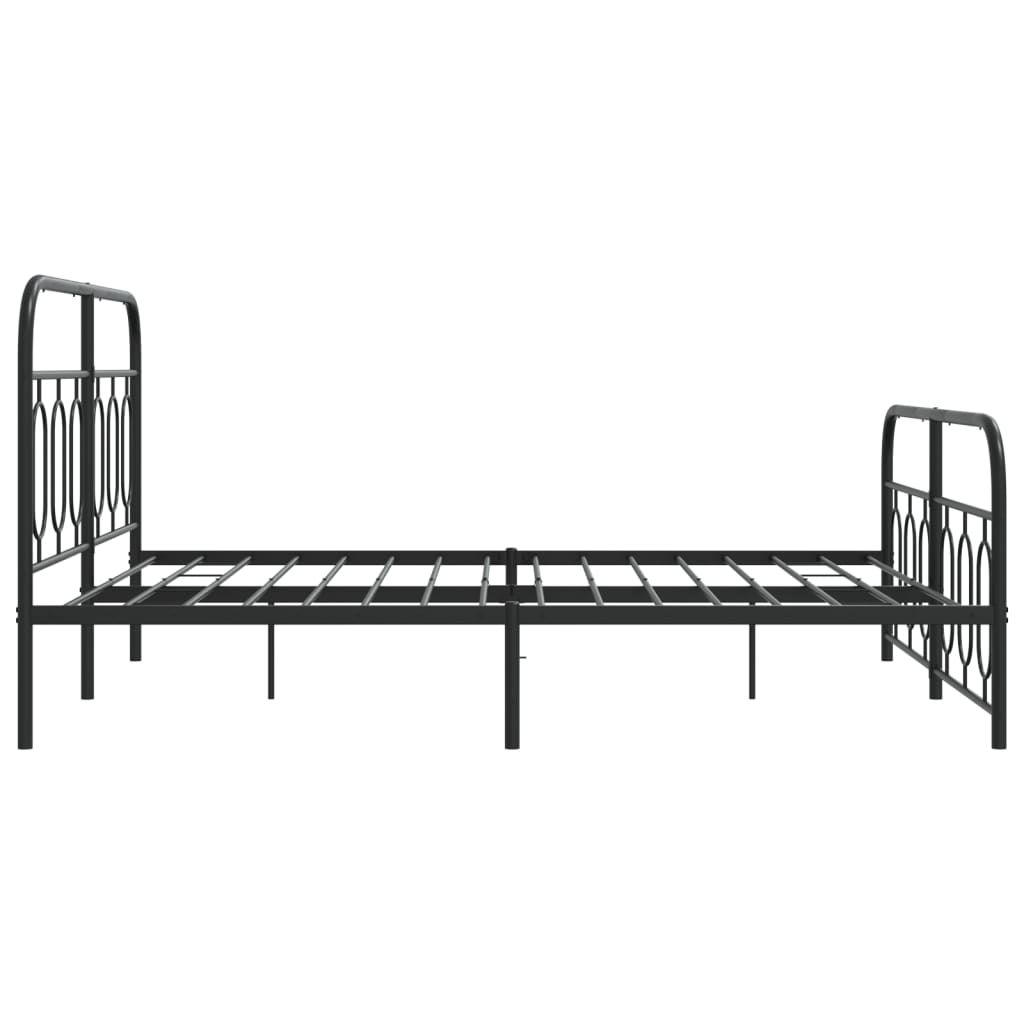 Metal Bed Frame without Mattress with Footboard Black 140x190cm