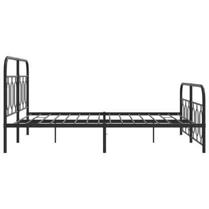 Metal Bed Frame without Mattress with Footboard Black 140x190cm