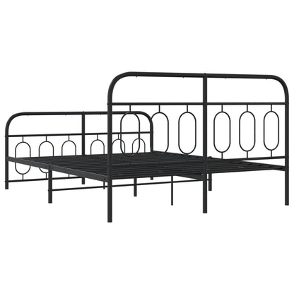 Metal Bed Frame without Mattress with Footboard Black 140x190cm