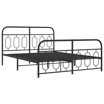 Metal Bed Frame without Mattress with Footboard Black 150x200cm