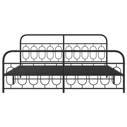 Metal Bed Frame without Mattress with Footboard Black 200x200cm