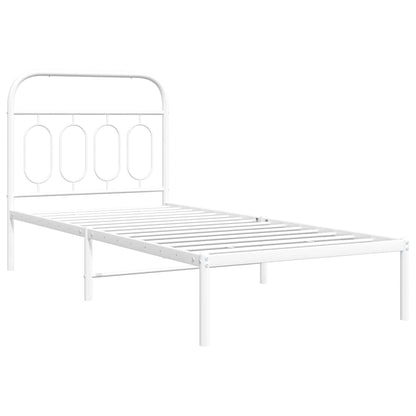 Metal Bed Frame without Mattress with Headboard White 80x200cm