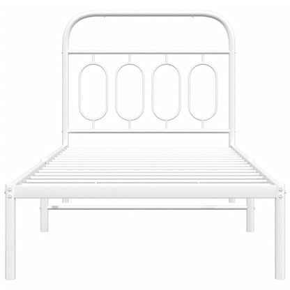 Metal Bed Frame without Mattress with Headboard White 90x190cm