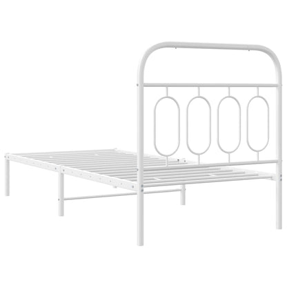 Metal Bed Frame without Mattress with Headboard White 90x200cm