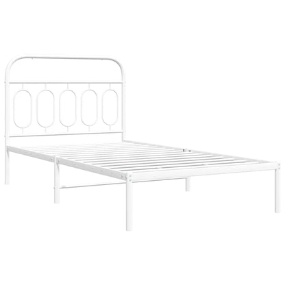 Metal Bed Frame without Mattress with Headboard White 100x200cm