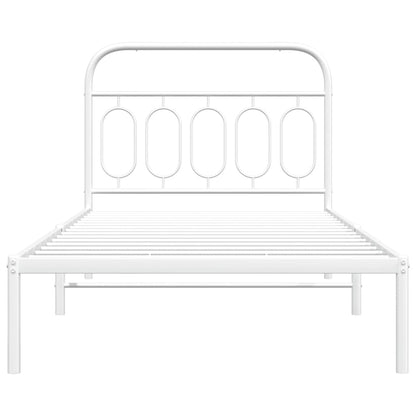Metal Bed Frame without Mattress with Headboard White 100x200cm