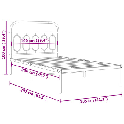 Metal Bed Frame without Mattress with Headboard White 100x200cm