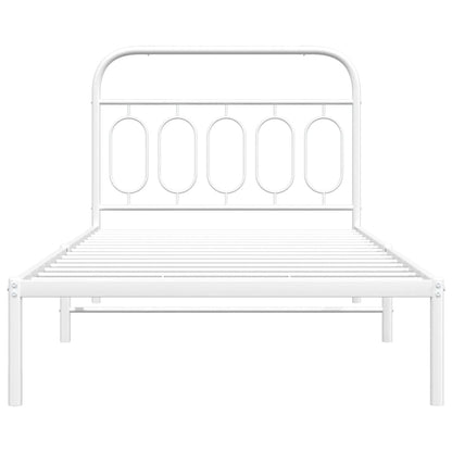 Metal Bed Frame without Mattress with Headboard White 107x203cm