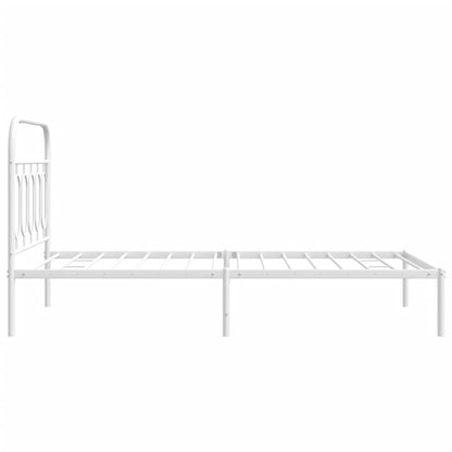 Metal Bed Frame without Mattress with Headboard White 107x203cm
