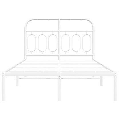 Metal Bed Frame without Mattress with Headboard White 120x190cm
