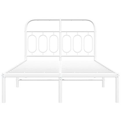 Metal Bed Frame without Mattress with Headboard White 120x200cm