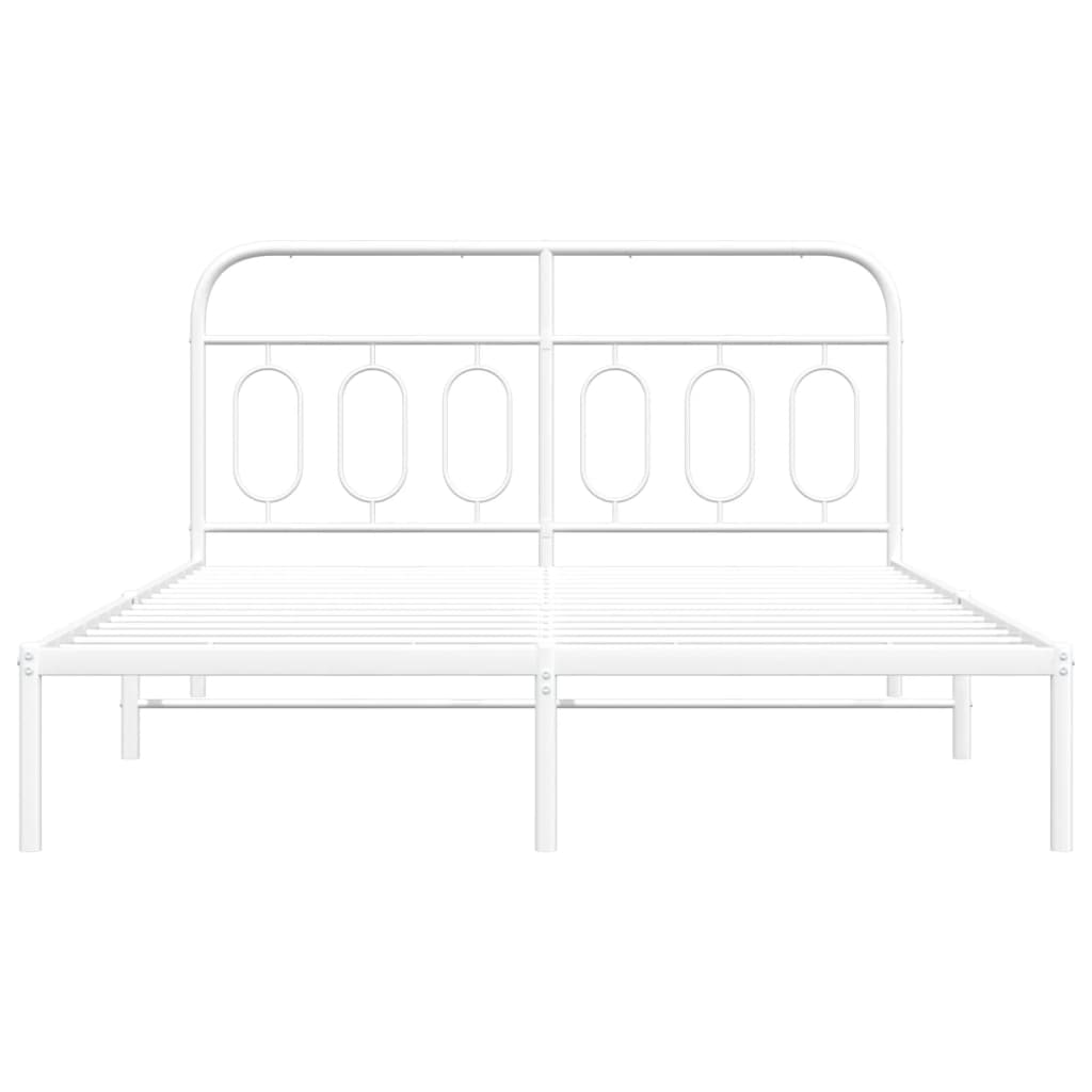Metal Bed Frame without Mattress with Headboard White 140x200cm