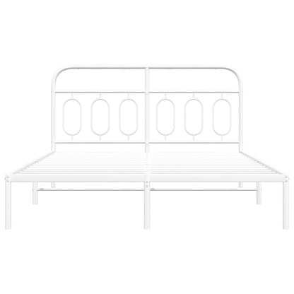 Metal Bed Frame without Mattress with Headboard White 140x200cm