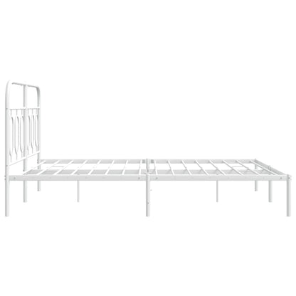 Metal Bed Frame without Mattress with Headboard White 150x200cm