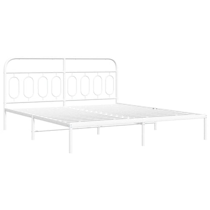 Metal Bed Frame without Mattress with Headboard White 183x213cm