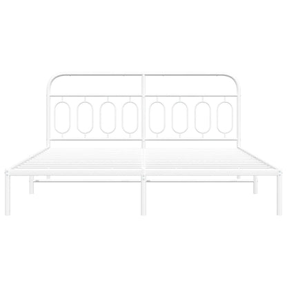 Metal Bed Frame without Mattress with Headboard White 183x213cm
