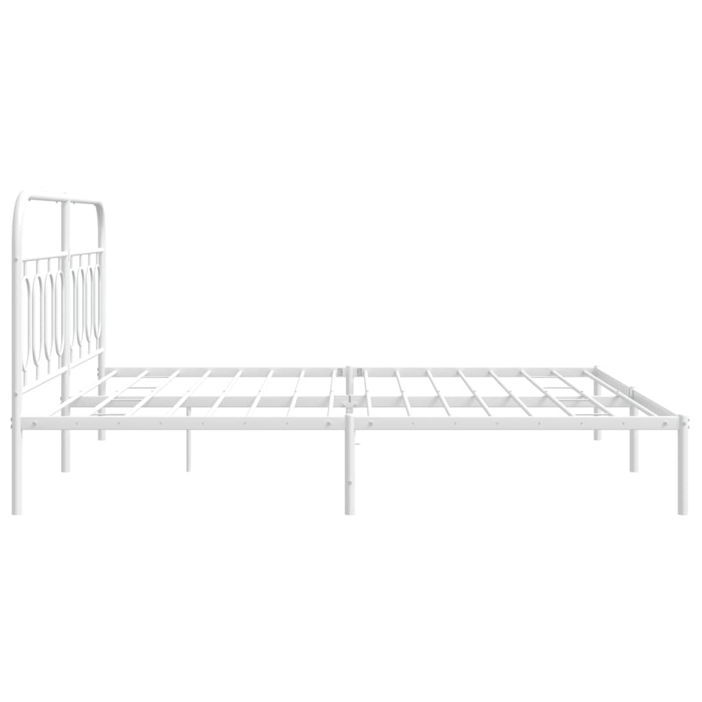 Metal Bed Frame without Mattress with Headboard White 183x213cm