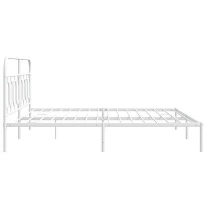 Metal Bed Frame without Mattress with Headboard White 183x213cm