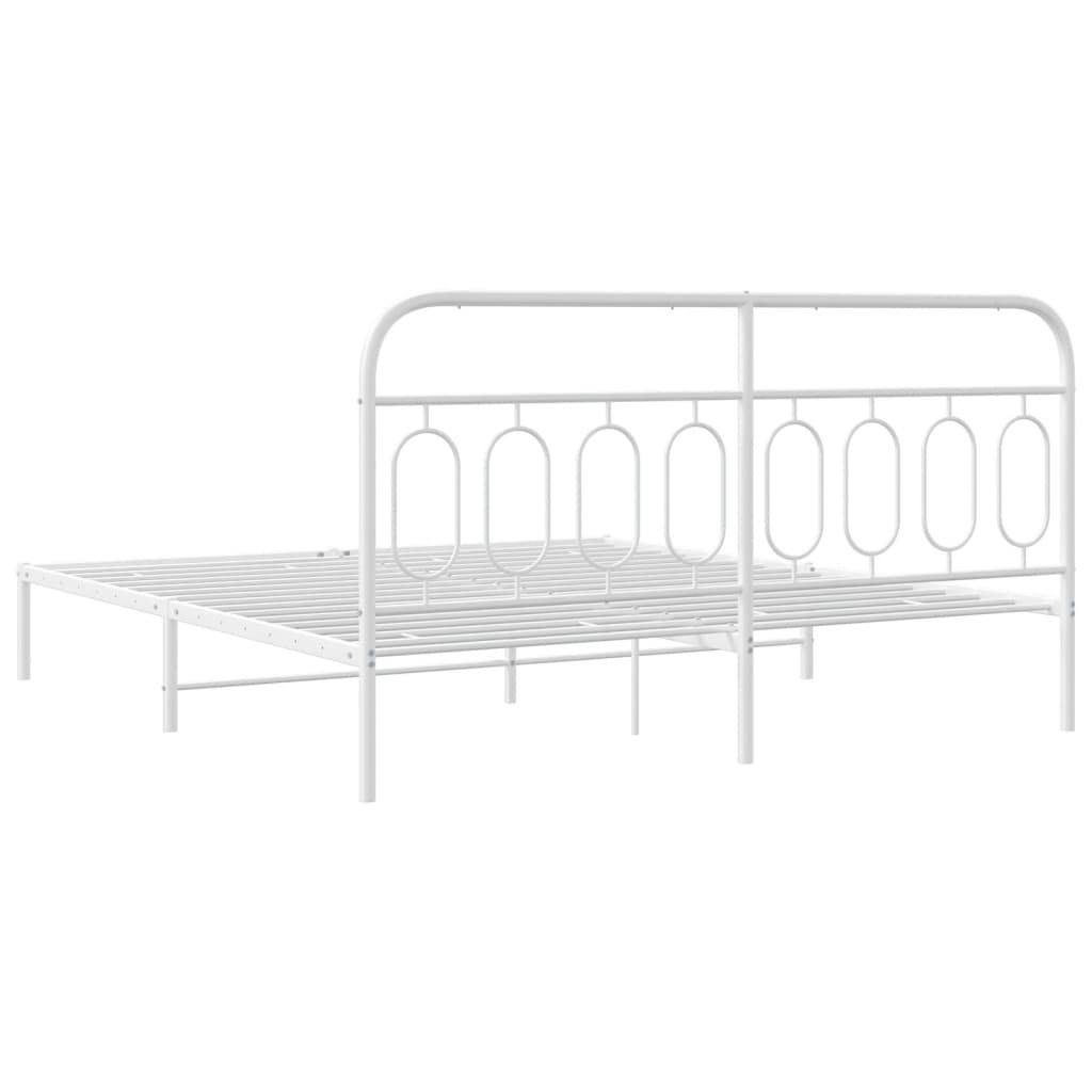 Metal Bed Frame without Mattress with Headboard White 183x213cm