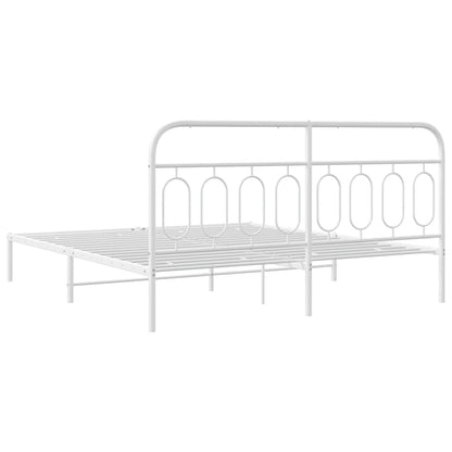 Metal Bed Frame without Mattress with Headboard White 183x213cm