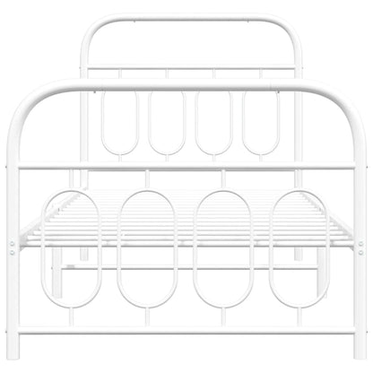 Metal Bed Frame without Mattress with Footboard White 80x200cm