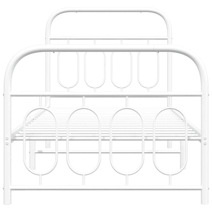 Metal Bed Frame without Mattress with Footboard White 90x190cm
