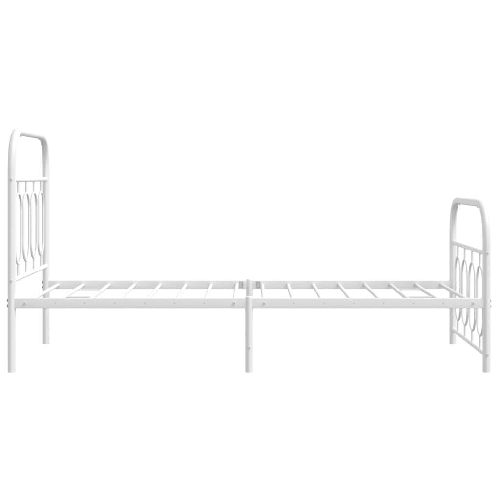 Metal Bed Frame without Mattress with Footboard White 90x190cm