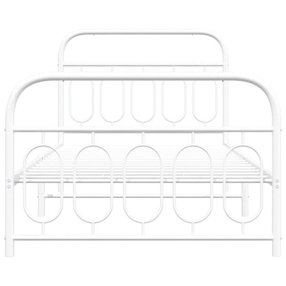 Metal Bed Frame without Mattress with Footboard White 100x190cm