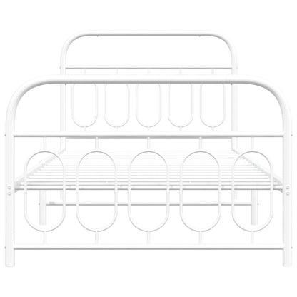 Metal Bed Frame without Mattress with Footboard White 100x200cm