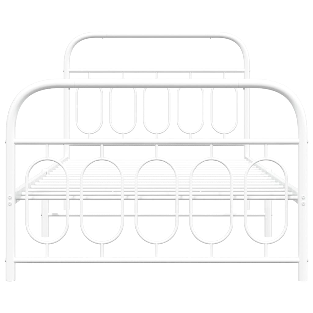 Metal Bed Frame without Mattress with Footboard White 107x203cm