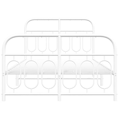 Metal Bed Frame without Mattress with Footboard White 120x190cm