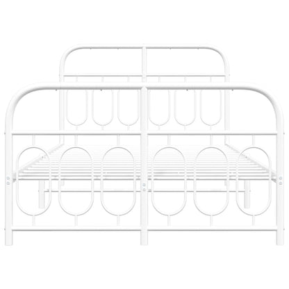 Metal Bed Frame without Mattress with Footboard White 120x200cm