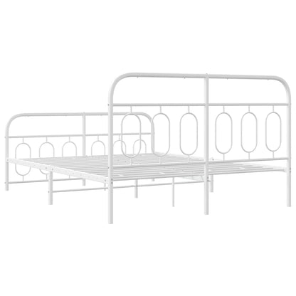 Metal Bed Frame without Mattress with Footboard White 135x190cm
