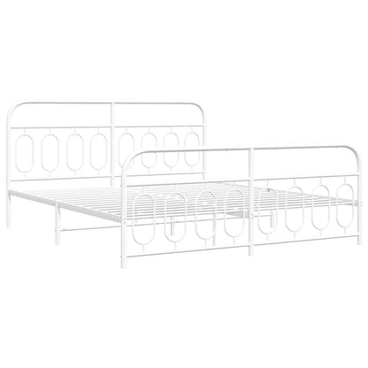Metal Bed Frame without Mattress with Footboard White 160x200cm