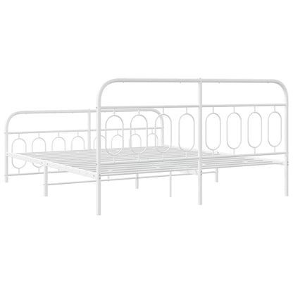 Metal Bed Frame without Mattress with Footboard White 160x200cm