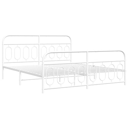 Metal Bed Frame without Mattress with Footboard White 180x200cm