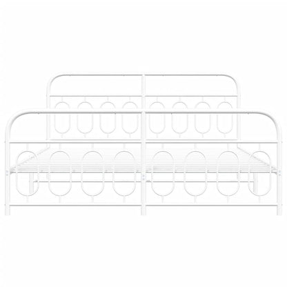 Metal Bed Frame without Mattress with Footboard White 180x200cm
