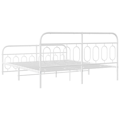 Metal Bed Frame without Mattress with Footboard White 180x200cm