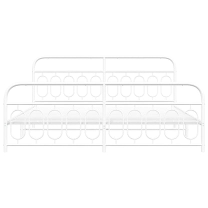 Metal Bed Frame without Mattress with Footboard White 200x200cm