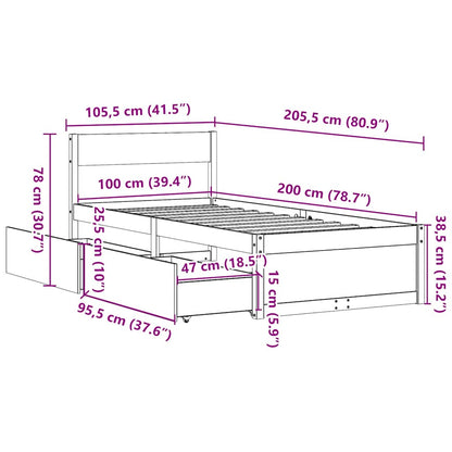Bed Frame without Mattress 100x200 cm Solid Wood Pine