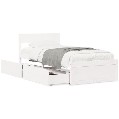 Bed Frame without Mattress White 100x200 cm Solid Wood Pine