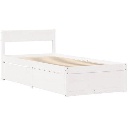 Bed Frame without Mattress White 100x200 cm Solid Wood Pine