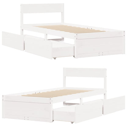 Bed Frame without Mattress White 100x200 cm Solid Wood Pine