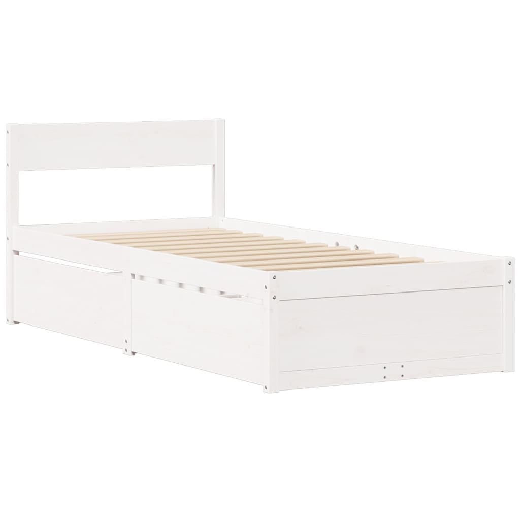 Bed Frame without Mattress White 90x200 cm Solid Wood Pine