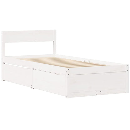 Bed Frame without Mattress White 90x200 cm Solid Wood Pine