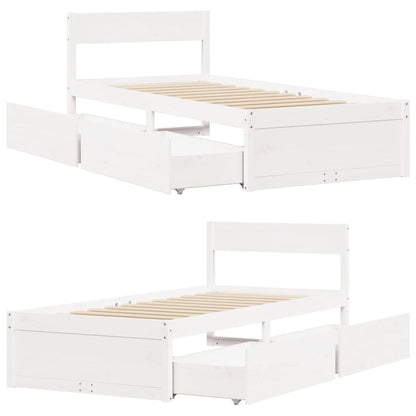 Bed Frame without Mattress White 90x200 cm Solid Wood Pine