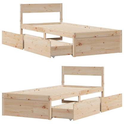 Bed Frame without Mattress 90x190 cm Single Solid Wood Pine